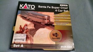 Kato N Scale Santa Fe Chief 4 Car Set 106 - 6001 Set A