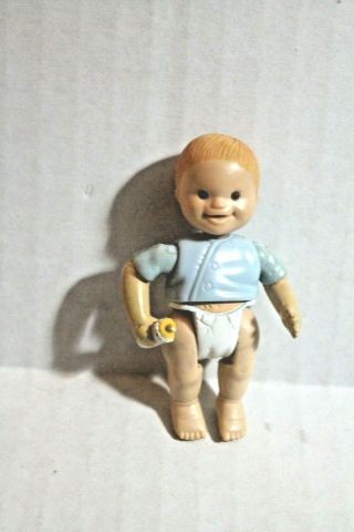 Fisher - Price Loving Family Dollhouse 1998 Blonde Hair Boy Baby Doll Blue Shirt