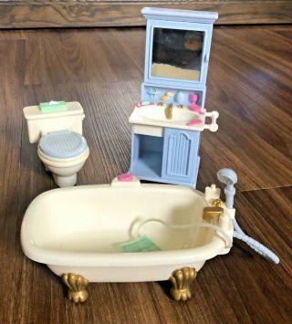 Fisher Price Loving Family Bathroom Vanity Claw Foot Bathtub Toilet