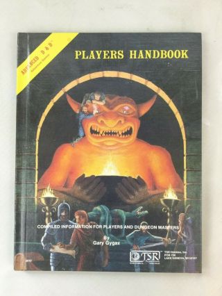 Players Handbook 1st Edition Advanced Dungeons Dragons Ad&d 6th Printing
