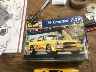 Revell 1/25 1979 Chevy Camaro Z28 PARTIAL BUILD RARE COMPLETE W/BOX 6