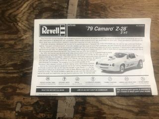 Revell 1/25 1979 Chevy Camaro Z28 PARTIAL BUILD RARE COMPLETE W/BOX 7