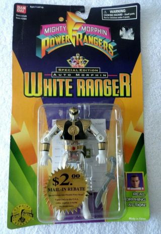 1995 Mighty Morphin Power Rangers White Ranger Auto Morphin Special Edition