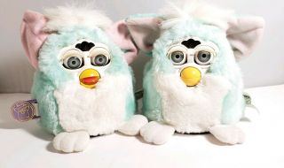 Furby 2 Furby Babies Model 70 - 940 Turquoise & White 1999 No Box Not. 5
