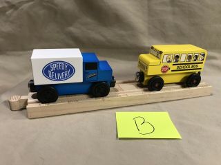 Mister Rogers Yellow School Bus And Truck Compatible W Thomas Wooden Trains B