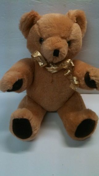 10 " Jointed Teddy Bear Gold Ribbon Stuffed Plush Animal