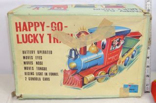 HAPPY GO LUCKY TRAIN BATTERY OPERATED TIN TOY SET 1960s BOXED TOMY OF JAPAN 4