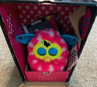 Hasbro Furby Boom Pink Blue & White Polka Dots Talking Toy,  Box