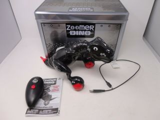 Zoomer Dino Robot Black Dinosaur Toy Spin Master W/remote In Tin