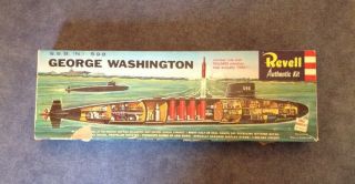 Old Revell 1958 U.  S.  S Washington Missle Submarine Kit H - 365 - 198 Open Box