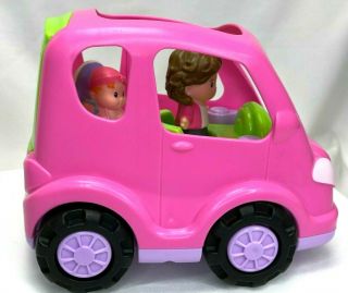 Fisher Price Little People Mom And Baby In Car Seat Riding Musical Pink Suv Car