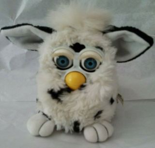 1998 Furby White With Black Spots With Blue Eyes Model 70 - 800