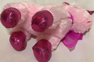 Dan Dee Pink White Unicorn Ribbon Bow Plush Stuffed Animal Toy Small 7 
