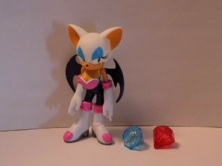 Complete Sonic X Rouge The Bat Figure Blue Red Chaos Emerald Toy Island Project