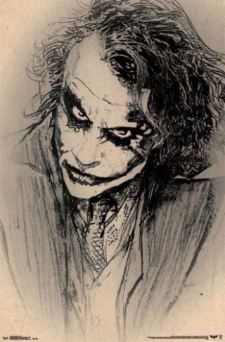 Batman The Dark Knight Joker Sketch 22x34 Wall Poster