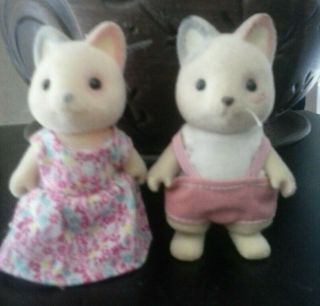 Calico Critter Sylvanian Family Whisker Cat Boy & Girl Pink Dress & Bibs