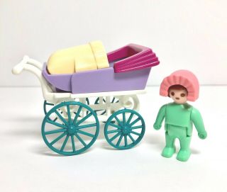 Playmobil 5300 Victorian Mansion 5510 Victorian Family Baby Figure Pram & Cover