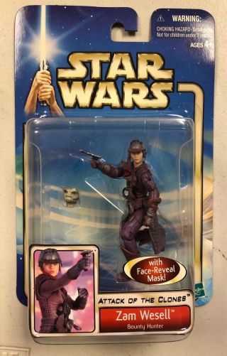 Star Wars Attack Of The Clones Zam Wesell Bounty Hunter Action Figure