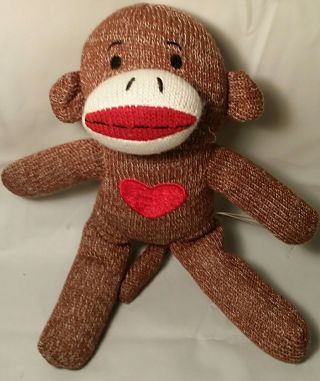 Heart Sock Monkey 10 " Plush Doll Dan Dee Toy Monkey Stuffed Animal