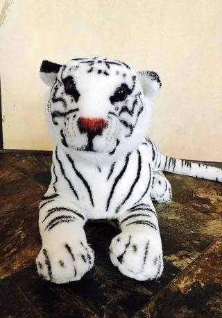 22 " Realistic Large White Bengal Tiger Stuffed Plush Animal Toy