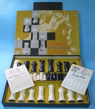 Vintage Peter Ganine Gothic Chess Set Salon Edition 1957 Complete