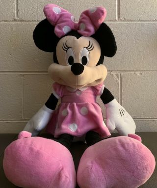 26 " Large Disney Minnie Mouse Plush Doll Pink Polkadot Dress Stuffed Toy