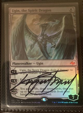 Magic The Gathering Ugin,  The Spirit Dragon Foil Signed By Artist
