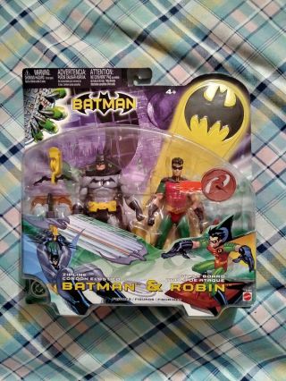 Batman Action Figures Zipline Batman & Battle Board Robin Pack 2003 Rare Nib