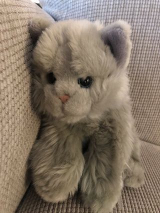 Toys R Us Animal Alley Plush Stuffed Animal Gray Cat Kitten Blue Eyes 10 "