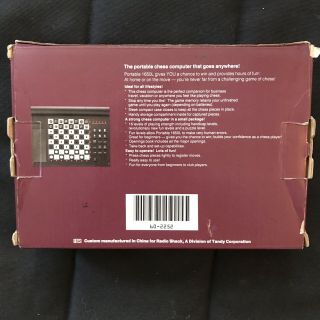 RadioShack Portable 1650L Sensory Chess Computer P/N: 60 - 2252 2