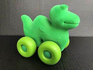 Rubbabu Aniwheelie Green Dinosaur Worm Safe & Soft Rubber Sensory Toy - A1