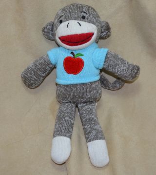 Dan Dee Small 9 " Sock Monkey With Apple Sweater