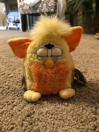 Vintage 1999 Yellow Orange Baby Furby With Tags -