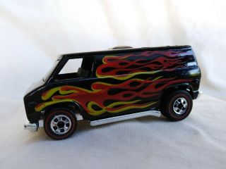 1975 Hot Wheels Redline Van In Black With Flame Tampo -,  Hk