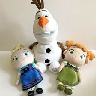 Frozen Plush Set Of 3 Disney Store Toddler Anna Elsa Olaf Dolls Animators