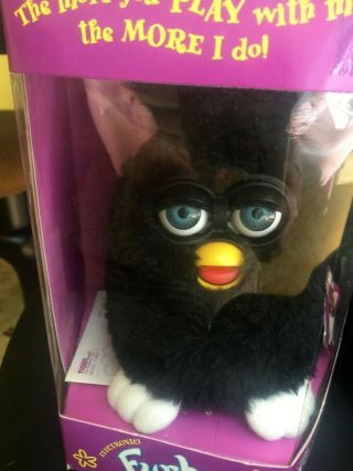 ELECTRONIC FURBY BLACK AND WHITE WITH BLUE EYES 1998 MODEL 70 - 800 8
