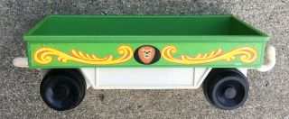 Vintage Fisher Price Little People Circus Lion Train Car 991 Green Flatbed Toys