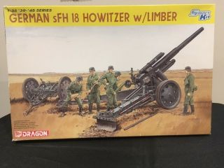 1/35 Dragon German Field Howitzer Sfh 18 W/ Limber 6392 Metal Barrel Smart Kit