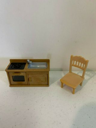 Calico Critters Kitchen,  Calico Critters chair,  Vintage Sylvanian Family Bear 2