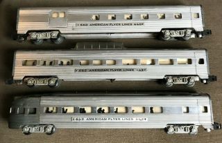 American Flyer 660,  662,  And 663 Streamlined Aluminum Passenger Cars S Ga Train
