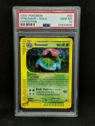Venusaur Holo Psa 10 Gem Expedition Base Set 2002 Pokemon Card 30/165