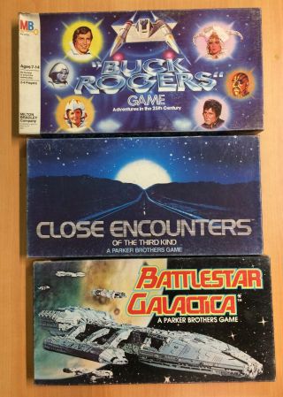 Vintage Buck Rogers,  Battlestar Galactica,  Close Encounters Board Games