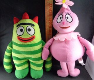 Set Of 2 Yo Gabba Gabba Plush Stuffed Toy Doll 16 " Foofa 14 " Brobee Large