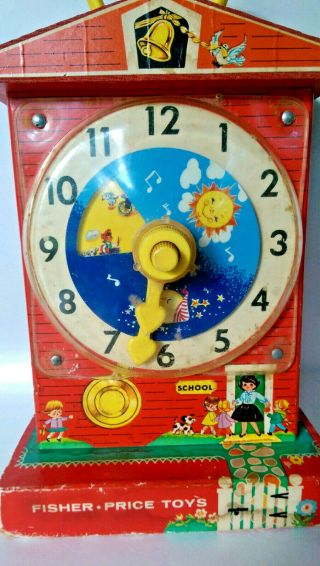 Fisher Price Vintage Teaching Clock 998 1968 Made In Usa Musical