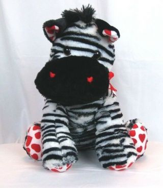 Dan Dee Collectors Choice Plush Stuffed Animal Love Zebra 16 " Hearts And Bow