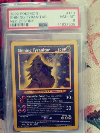 PokÉmon Card Neo Destiny Shining Tyranitar 113/105 Psa 8 - Card