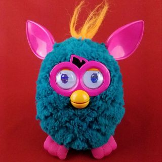 2012 Blue Teal Furby Pink Ears And Feet Orange Hair And Tail Interactive