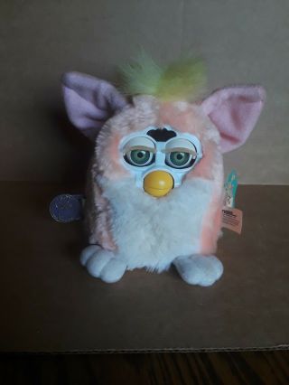 Vintage Furby Babies Peachy Pink With Yellow Hair And Blue Eyes 70 - 940