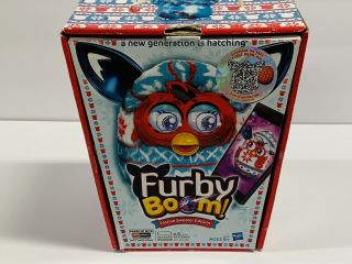 Furby Boom,  Festive Sweater Edition,  With Pamphlet - Tested/working