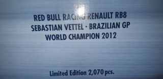 Minichamps 1/18 Red Bull RB8 2012 Sebastian Vettel World Champion 2